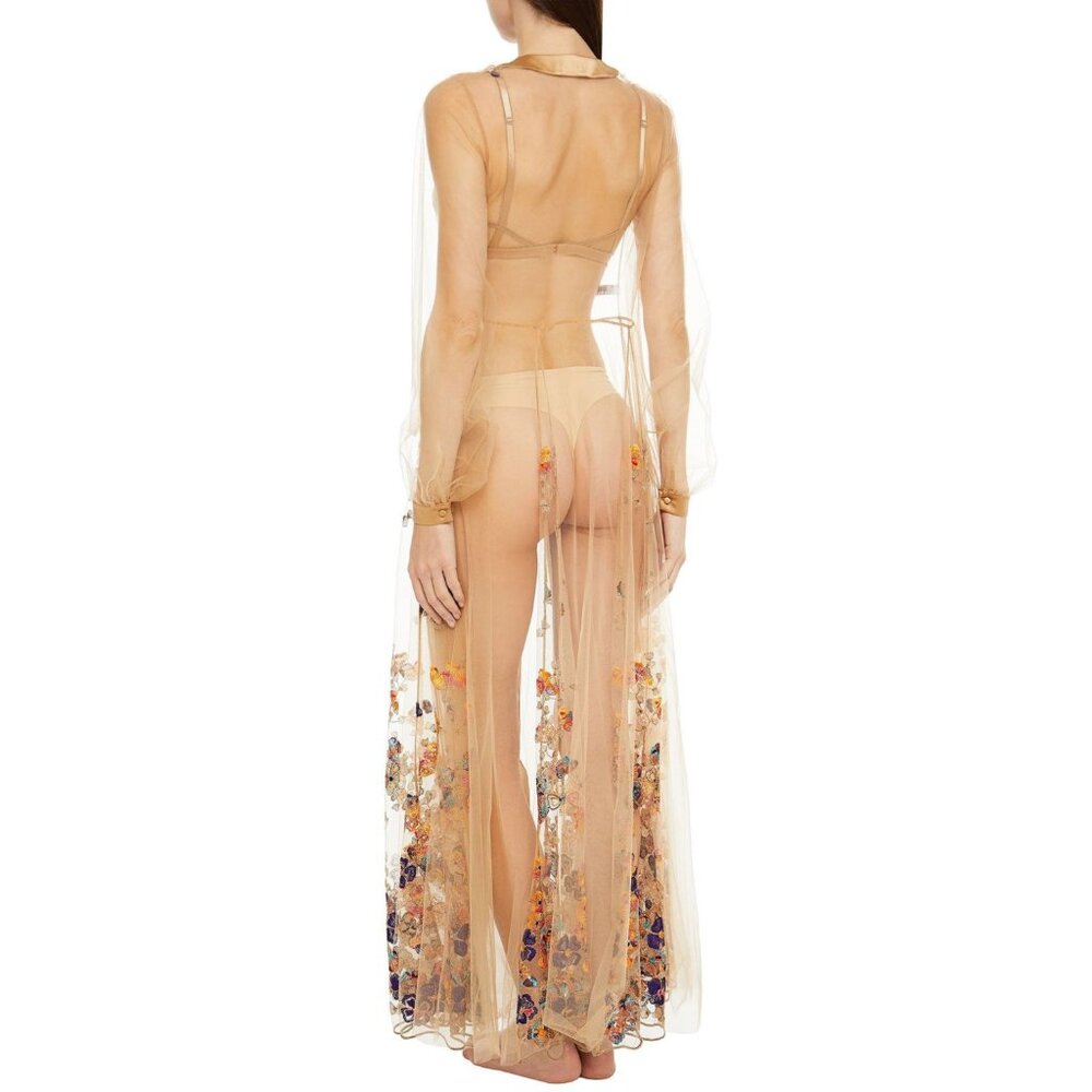 I.D. Sarrieri Embroidered Tulle Robe, Floral Sheer Luxury | NWT Size S | $1795 - Picture 3 of 6